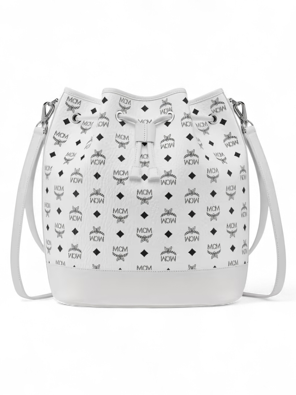MCM White Visetos Bucket Bag - Picture 4 of 6